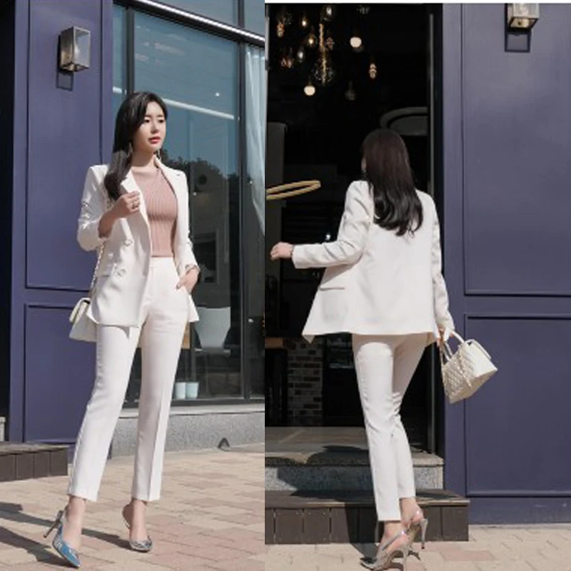 Office lady work pants two-piece new white suit suit female fashion temperament loose suit temperament commuter suit
Office lady work pants two-piece new white suit suit female fashion temperament loose suit temperament commuter suit