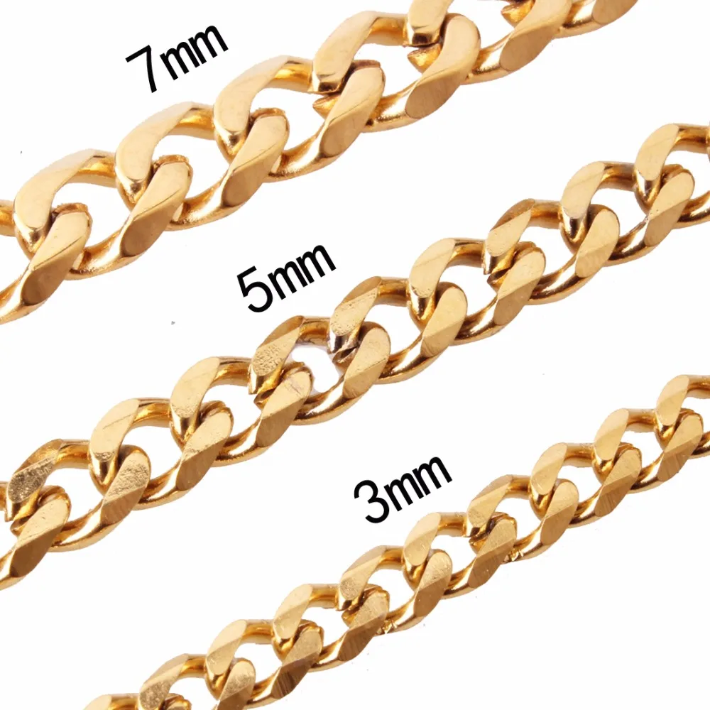 Simple Neck Necklace Jewelry 16-40 Inches Free Custom Size Gold Color Curb Cuban Link Chain Choker Stainless Steel 3/5/7mm Wide
Simple Neck Necklace Jewelry 16-40 Inches Free Custom Size Gold Color Curb Cuban Link Chain Choker Stainless Steel 3/5/7mm Wide
