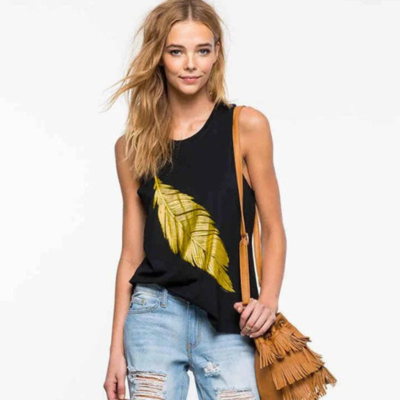 

Sleeveless O-Neck tanks women casual cotton tops 2019 Summer female Vest Camisole dames tops shirts fashion print femme clothes