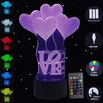 Novetly Lamp 3D Night Light Love Heart Balloons 7 Colorful Touch Remote Control Table Lamp Desk Luminary Wedding Gift Nightlight
Novetly Lamp 3D Night Light Love Heart Balloons 7 Colorful Touch Remote Control Table Lamp Desk Luminary Wedding Gift Nightlight