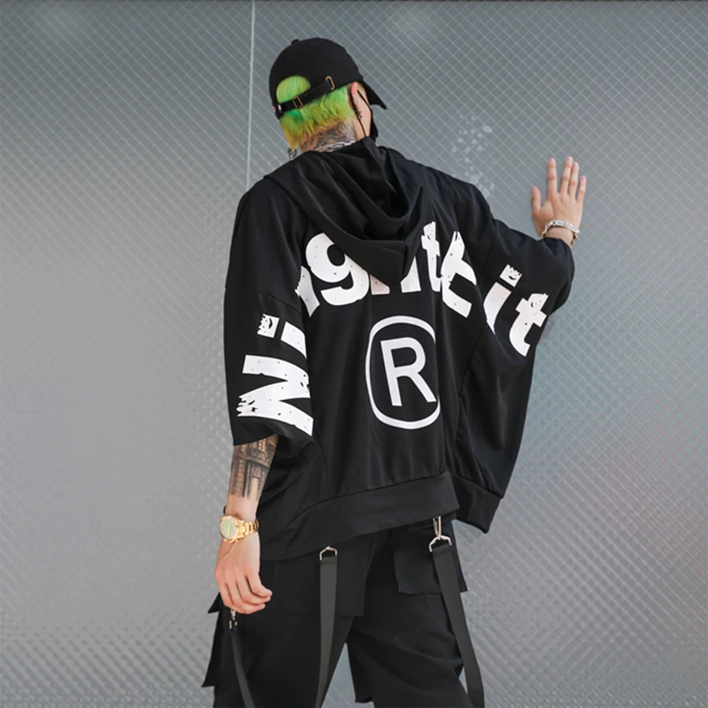 New Stylish Trend Street Punk Three Quarter Sleeve Black Printed Letter Men's Hooded Sweatshirts Hip Hop Loose Male Thin Hoodies
New Stylish Trend Street Punk Three Quarter Sleeve Black Printed Letter Men's Hooded Sweatshirts Hip Hop Loose Male Thin Hoodies