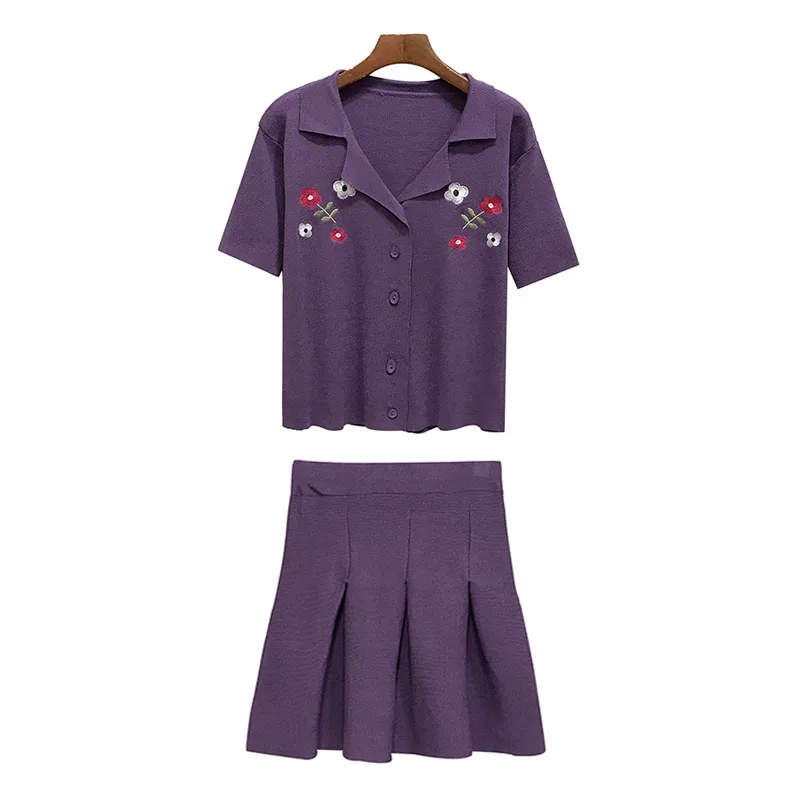 PERHAPS U women set notch collar two pieces skirt floral embroidery knitted shirt skirt green white fuchsia purple summer T0220
PERHAPS U women set notch collar two pieces skirt floral embroidery knitted shirt skirt green white fuchsia purple summer T0220
