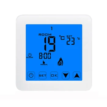 Big LCD Touch Screen Time Display Programmable Electric Heating Room Thermostat with Blue Back lights
Big LCD Touch Screen Time Display Programmable Electric Heating Room Thermostat with Blue Back lights