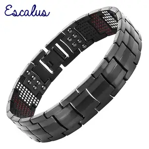 Escalus Men's Black Pure Titanium Magnetic Bracelet For Men 4in1 Magnets Negative Ions Escalus Men's Black Pure Titanium Magnetic Bracelet For Men 4in1 Magnets Negative Ions