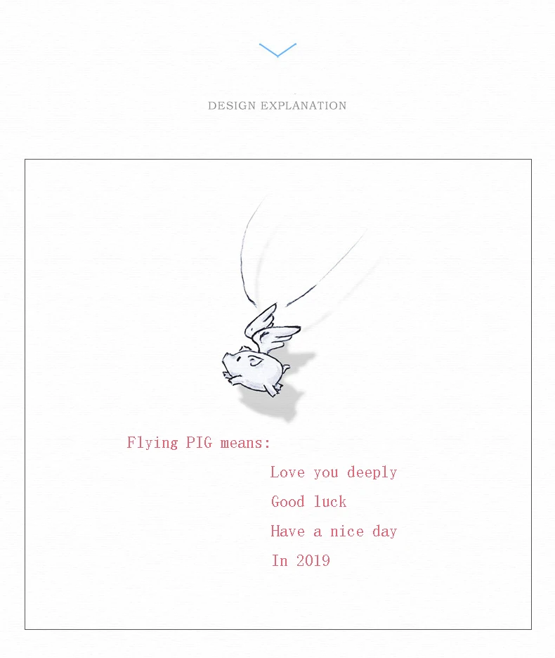 Qevila 2019 Hot Original Design Flying Sweet Pig Necklace Pendant 925 Sterling Silver 18k Gold for Women Couple Unique Gift Boho (17)