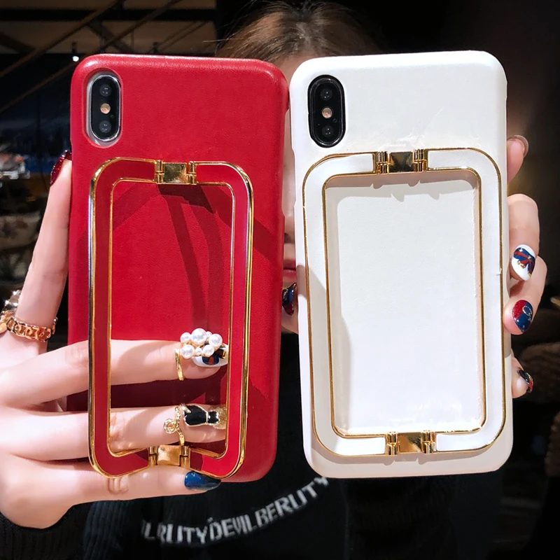 New luxury fashion square metal wrist bracket high quality leather hard cover case for iphone 6 7 8 plus X XR XS MAX phone cases
New luxury fashion square metal wrist bracket high quality leather hard cover case for iphone 6 7 8 plus X XR XS MAX phone cases