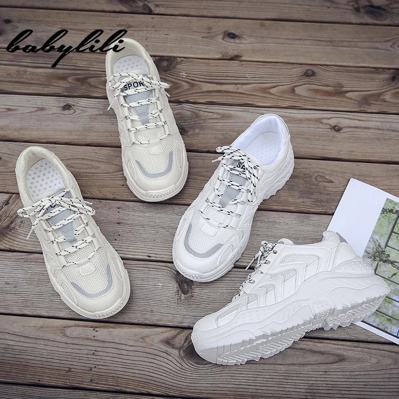 2019 New Summer Casual Women White Sneakers Thick Bottom Net Shoes Breathable Running Shoes High Quality Lace Up Ladies Sneaker
2019 New Summer Casual Women White Sneakers Thick Bottom Net Shoes Breathable Running Shoes High Quality Lace Up Ladies Sneaker