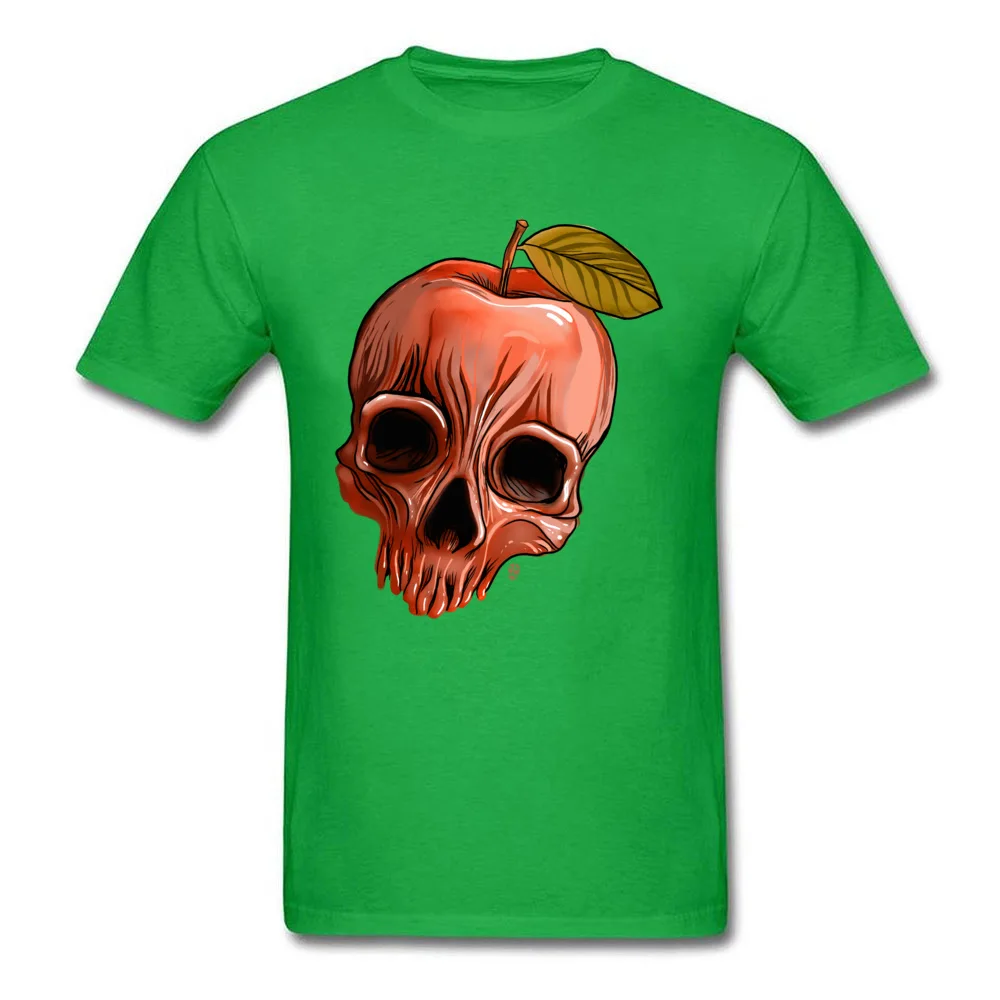 O Neck Apple Skull Cotton Fabric Men Top T-shirts Custom Short Sleeve Tops Shirt On Sale Printed T-Shirt Top Quality Apple Skull green