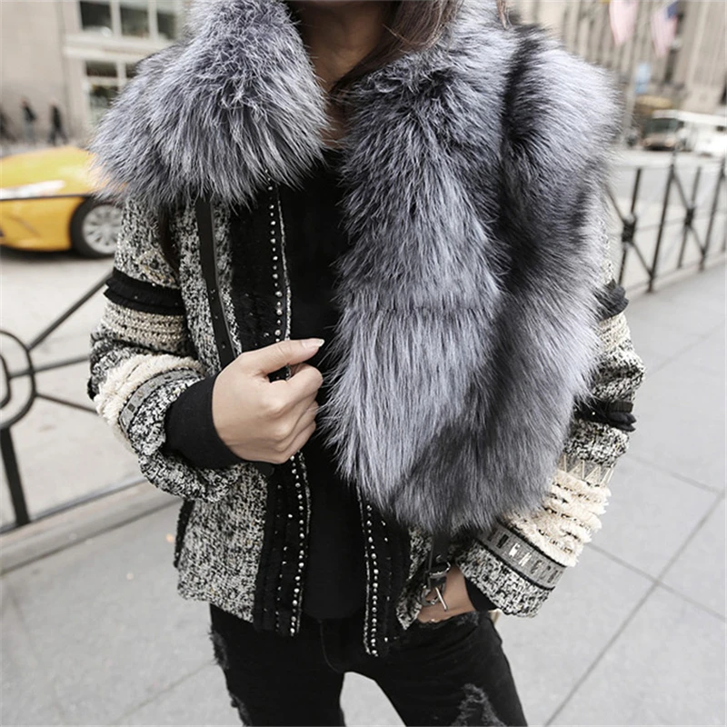 Warm Winter Scarves Vintage Women's Woven Real Natural Sliver Fox Fur Scarf Shawl Collar Wrap with Leather Band
Warm Winter Scarves Vintage Women's Woven Real Natural Sliver Fox Fur Scarf Shawl Collar Wrap with Leather Band