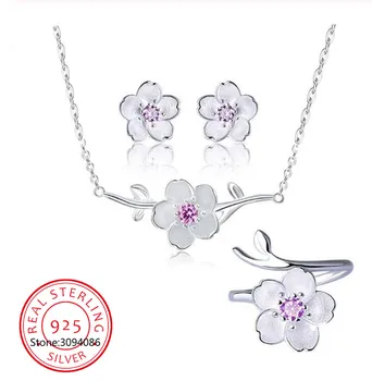 Rhinestone Sets Fine Jewelry for Women 925 Sterling Silver Pink Zirconia Cheery Flower Necklaces Ring Statement Jewelry Brincos
Rhinestone Sets Fine Jewelry for Women 925 Sterling Silver Pink Zirconia Cheery Flower Necklaces Ring Statement Jewelry Brincos