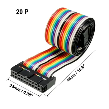 

Uxcell 1 Pcs IDC 20 Pins Rainbow/Gray Color 2.54mm Pitch 48/66/118/128cm Long Flat Bendable Ribbon Jumper Cable Female Connector