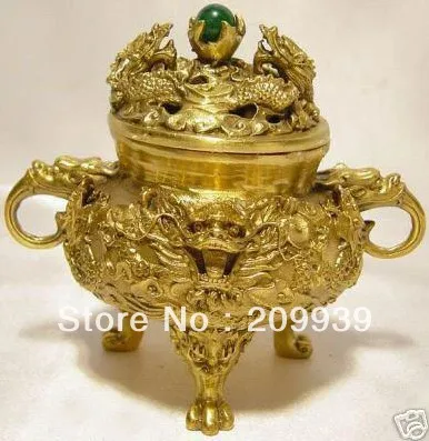dh 009 Collectible Chinese Brass Kowloon incense burner