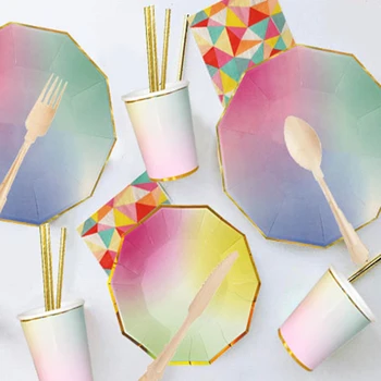 24 Sets Party Tableware Kit Rainbow Paper Plates Dishes Cups Napkin Serviette Straw Baby Shower Bridal Shower Dinner Party Decor
24 Sets Party Tableware Kit Rainbow Paper Plates Dishes Cups Napkin Serviette Straw Baby Shower Bridal Shower Dinner Party Decor