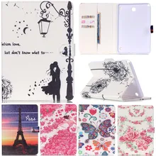 Cute Cartoon Butterfly Lovers Flower Girl Stand Flip Leather Fundas Case For Samsung Galaxy Tab A 8.0″ T355 T350 Tablet Cover