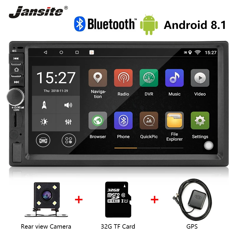 Jansite 7" 2 din Car Radio Android 8.1 player Touch screen GPS Navigation Bluetooth mirror Autoradio With Backup camera/32G card
Jansite 7" 2 din Car Radio Android 8.1 player Touch screen GPS Navigation Bluetooth mirror Autoradio With Backup camera/32G card