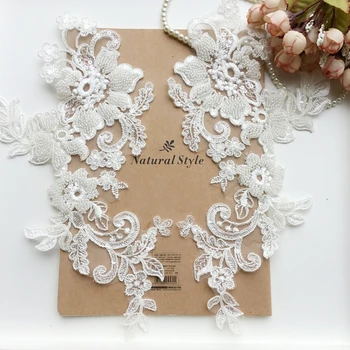 2pair Beaded Embroidered Lace Patch Sew On Applique Patches For Wedding Dress Embroidery Appliques Parches 30x15cm AC1363
2pair Beaded Embroidered Lace Patch Sew On Applique Patches For Wedding Dress Embroidery Appliques Parches 30x15cm AC1363