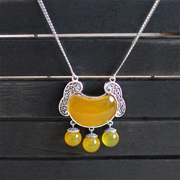 925 silver jewelry Natural semi-precious stones retro bohemian Retro yellow chalcedony lock Tassel Necklace lady girlfriend gift
925 silver jewelry Natural semi-precious stones retro bohemian Retro yellow chalcedony lock Tassel Necklace lady girlfriend gift