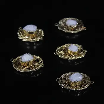 5pcs,Gold Wire Wrapped with Natural Agates Slice nugget Connector,Raw Quartz Geode Bird Nest Slab Pendant DIY Necklace Bracelet
5pcs,Gold Wire Wrapped with Natural Agates Slice nugget Connector,Raw Quartz Geode Bird Nest Slab Pendant DIY Necklace Bracelet