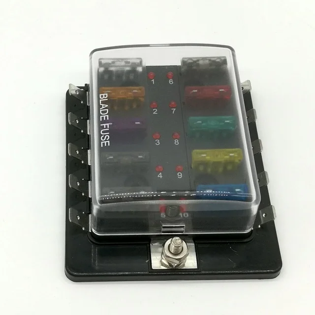10 Way Circuit Blade Fuse Box Block Holder With LED Warning Light Kit For Car Van Boat Marine Car Fuse Holder
10 Way Circuit Blade Fuse Box Block Holder With LED Warning Light Kit For Car Van Boat Marine Car Fuse Holder