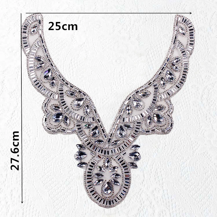 1pieces Neck Collar Design Rhinestones Beads Crystal Applique for Women Weding Dress Sewing Supplies patches 25*27.6cm
1pieces Neck Collar Design Rhinestones Beads Crystal Applique for Women Weding Dress Sewing Supplies patches 25*27.6cm