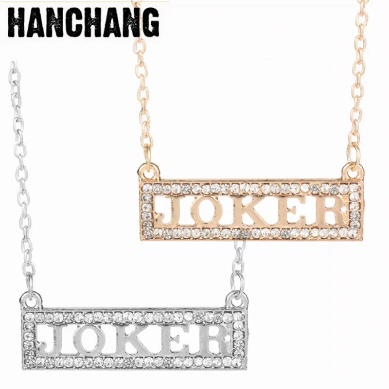 HANCHANG Suicide Squad Joker Name Neckalce Harley Quinn Lovers The Joker Crystal Pendant Charm Necklace For Movie Fans Gift
HANCHANG Suicide Squad Joker Name Neckalce Harley Quinn Lovers The Joker Crystal Pendant Charm Necklace For Movie Fans Gift