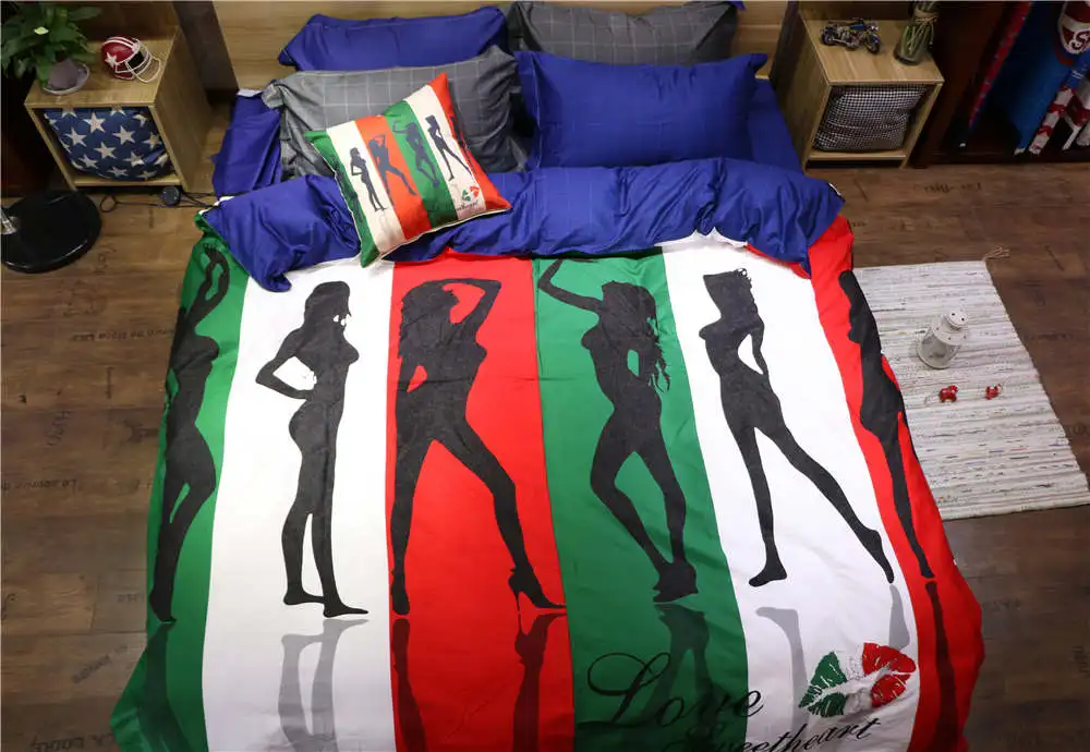 sexy girl lady Printed bedding full queen size duvet cover sets Egyptian cotton 600TC bedclothes coverlets 4-5pc red green color
sexy girl lady Printed bedding full queen size duvet cover sets Egyptian cotton 600TC bedclothes coverlets 4-5pc red green color