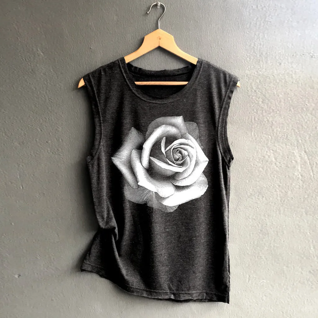 Fashion Sleeveless T-shirt Women Rose Print Tee Shirts Casual Loose Tops Soft Comfortable Women T Shirt Hip Hop Tshirts#H15
Fashion Sleeveless T-shirt Women Rose Print Tee Shirts Casual Loose Tops Soft Comfortable Women T Shirt Hip Hop Tshirts#H15