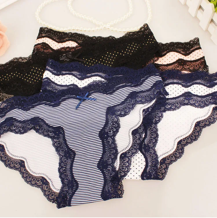 Women Sexy Panties Low Waist Laced Underwear Female Fashion Bow Dot Striped Briefs Ladies Soft Seamless Ruffles Edge Underpanty
Women Sexy Panties Low Waist Laced Underwear Female Fashion Bow Dot Striped Briefs Ladies Soft Seamless Ruffles Edge Underpanty