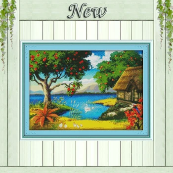 The story of apple trees Swan lake Scenery painting Counted print on canvas 14CT 11CT Cross Stitch Needlework kits Embroider Set
The story of apple trees Swan lake Scenery painting Counted print on canvas 14CT 11CT Cross Stitch Needlework kits Embroider Set