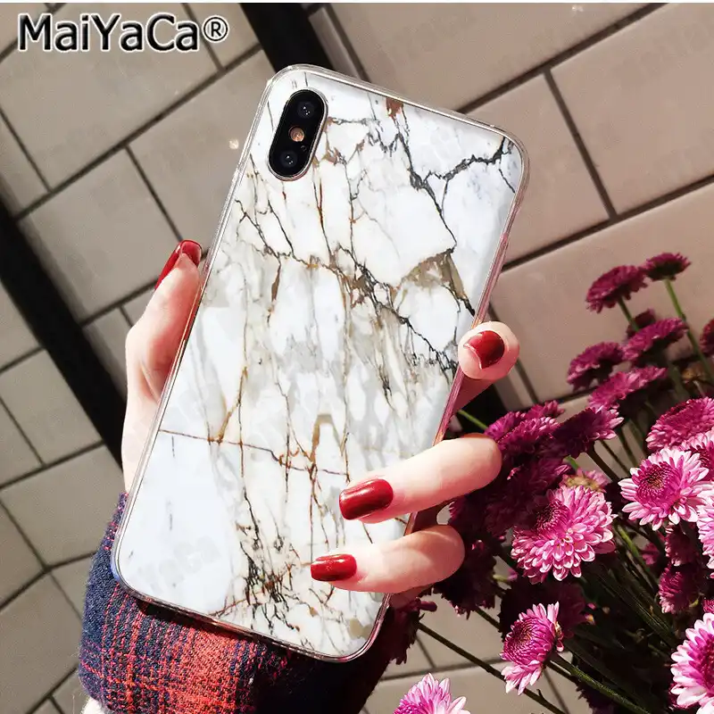 Maiyaca かわいい電話ケースゴールド黒大理石テクスチャ花崗岩 Iphone 11 Pro X 66s 7 7 プラス 8 8 プラス 5s Xs Xr Xs 最大ケース Gooum