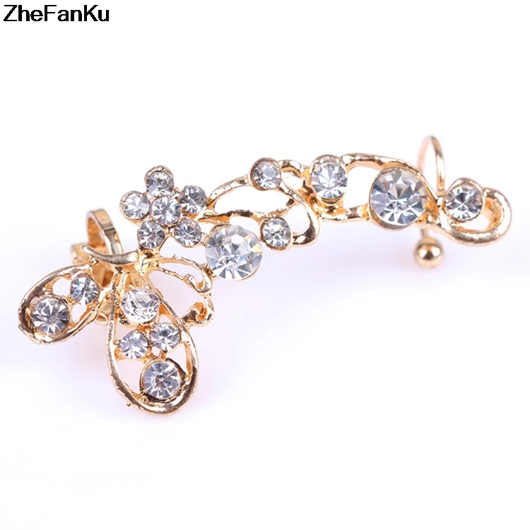 Retro Crystal Butterfly Flower Ear Cuff Earrings for Women Lady Rhinestone Flower Earcuffs Wrap Clip Earrings On Right Ear
Retro Crystal Butterfly Flower Ear Cuff Earrings for Women Lady Rhinestone Flower Earcuffs Wrap Clip Earrings On Right Ear