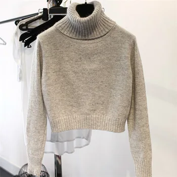 Women's Turtleneck Knitted Sexy Crop Top Cashmere Sweaters and Pullovers Black White Crop Top Sweater Women Autumn Warm Jumper
Women's Turtleneck Knitted Sexy Crop Top Cashmere Sweaters and Pullovers Black White Crop Top Sweater Women Autumn Warm Jumper