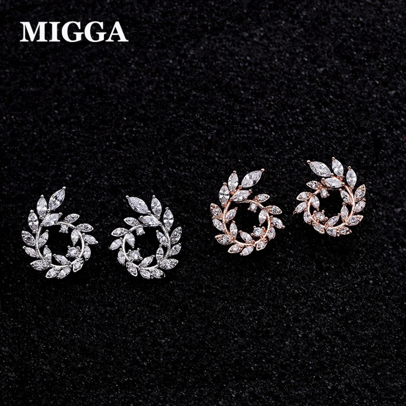 MIGGA Sweet Branch Leaf Cubic Zirconia Earrings Rose Gold Color Elegant Crystal Stud Earrings for Women
MIGGA Sweet Branch Leaf Cubic Zirconia Earrings Rose Gold Color Elegant Crystal Stud Earrings for Women