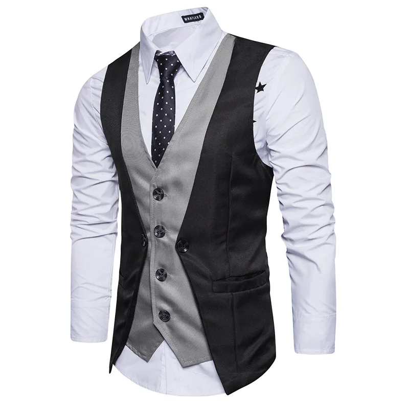New Men's Stitching Fake Two-piece Single-breasted Casual Vest Gilet Homme Vests For Men Waistcoat Men Dress Vests For Men
New Men's Stitching Fake Two-piece Single-breasted Casual Vest Gilet Homme Vests For Men Waistcoat Men Dress Vests For Men