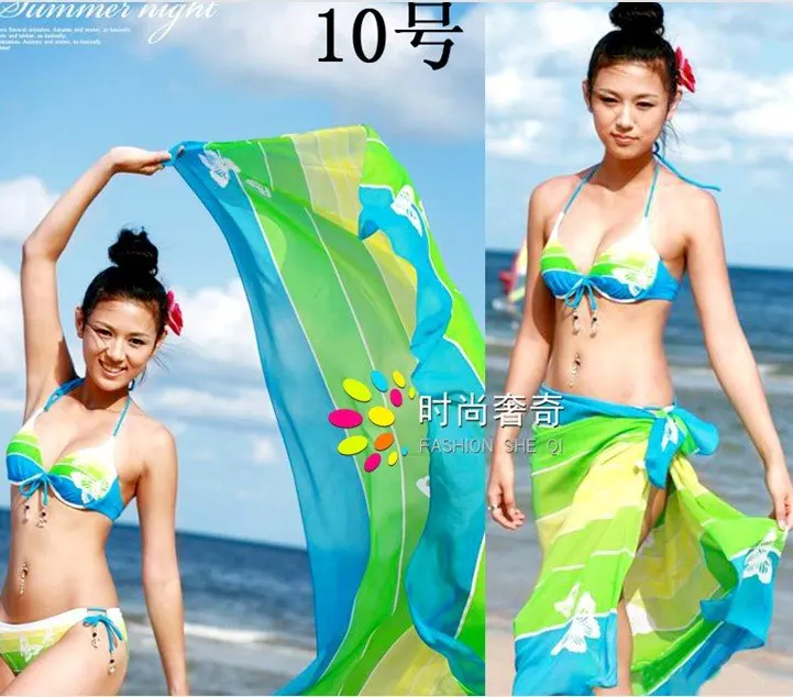 

10pcs women's Chiffon Swim Wear/Beach scarves/Swimwear/Bikinis/Colorful random/Mix order free shipping