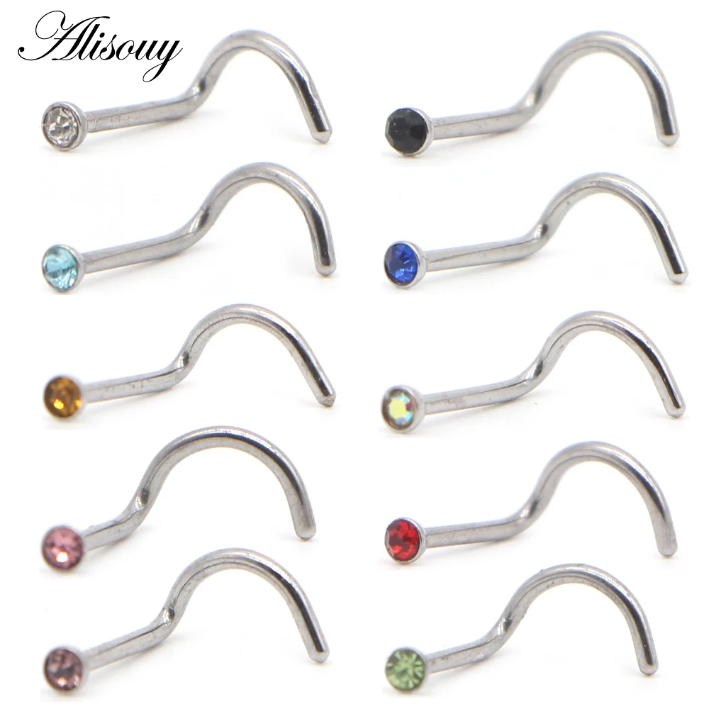 Alisouy 1pc women's nose studs nose rings stainless steel with Crystal Gem piercing nose silver gold body pircing jewelry
Alisouy 1pc women's nose studs nose rings stainless steel with Crystal Gem piercing nose silver gold body pircing jewelry