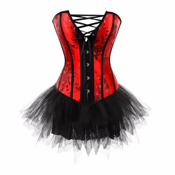 Women Push Up Bra Sexy Burlesque Overbust Corset Bustier Top With Mini TuTu Skirt Fancy Dresses Costume Sexy Gothic Corset
Women Push Up Bra Sexy Burlesque Overbust Corset Bustier Top With Mini TuTu Skirt Fancy Dresses Costume Sexy Gothic Corset