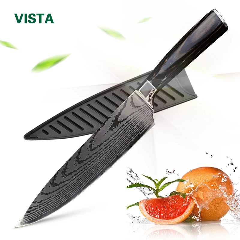 Kitchen knife 8 inch Chef Knives 7CR17 440C High Carbon Japanese Stainless Steel Imitated Damascus Sanding Laser Pattern Santoku
Kitchen knife 8 inch Chef Knives 7CR17 440C High Carbon Japanese Stainless Steel Imitated Damascus Sanding Laser Pattern Santoku