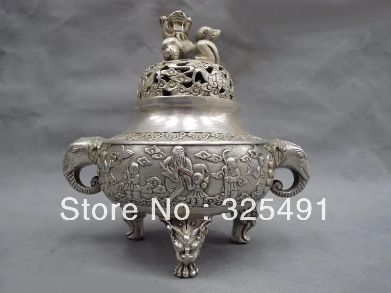 Chinese white Copper Silver god of longevity foo dog lion incense burner censer FREE Shipping
Chinese white Copper Silver god of longevity foo dog lion incense burner censer FREE Shipping