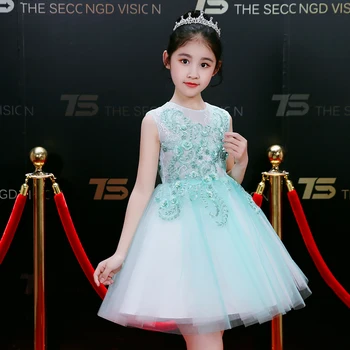 High quality children's dress princess dress blue flower girl piano dance show host group costumes
High quality children's dress princess dress blue flower girl piano dance show host group costumes