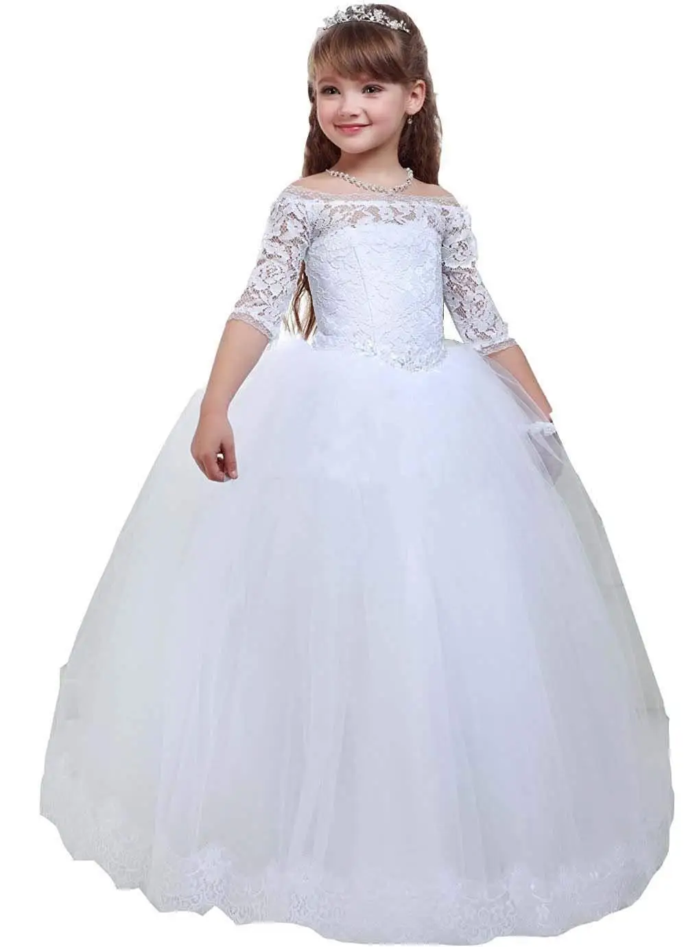 White Flower Girl Dresses Off The Shoulder Ball Gown First Communion Dresses girls first holy communion dresses 
White Flower Girl Dresses Off The Shoulder Ball Gown First Communion Dresses girls first holy communion dresses