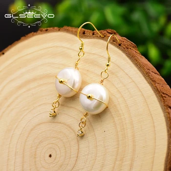 GLSEEVO Handmade Natural Stone Fresh Water Baroque Button Pearl Drop Earrings For Women Party Gifts Fine Jewelry GE0514
GLSEEVO Handmade Natural Stone Fresh Water Baroque Button Pearl Drop Earrings For Women Party Gifts Fine Jewelry GE0514