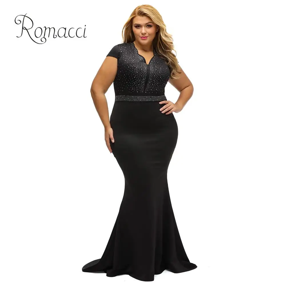 Romacci Club Party Dress Female Rhinestone Scalloped V Neck Plus Size Dress High Waist Long Gown Big Size Elegant Formal Dress
Romacci Club Party Dress Female Rhinestone Scalloped V Neck Plus Size Dress High Waist Long Gown Big Size Elegant Formal Dress