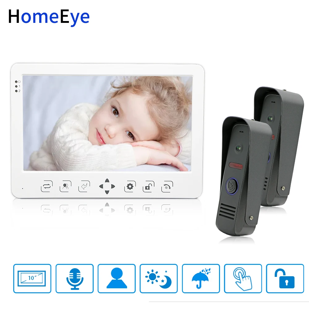 HomeEye 10 inch Video Door Phone Video Intercom Doorbell 2-1 Home Access System Voice Message Rainproof Video Record Unlock Door
HomeEye 10 inch Video Door Phone Video Intercom Doorbell 2-1 Home Access System Voice Message Rainproof Video Record Unlock Door