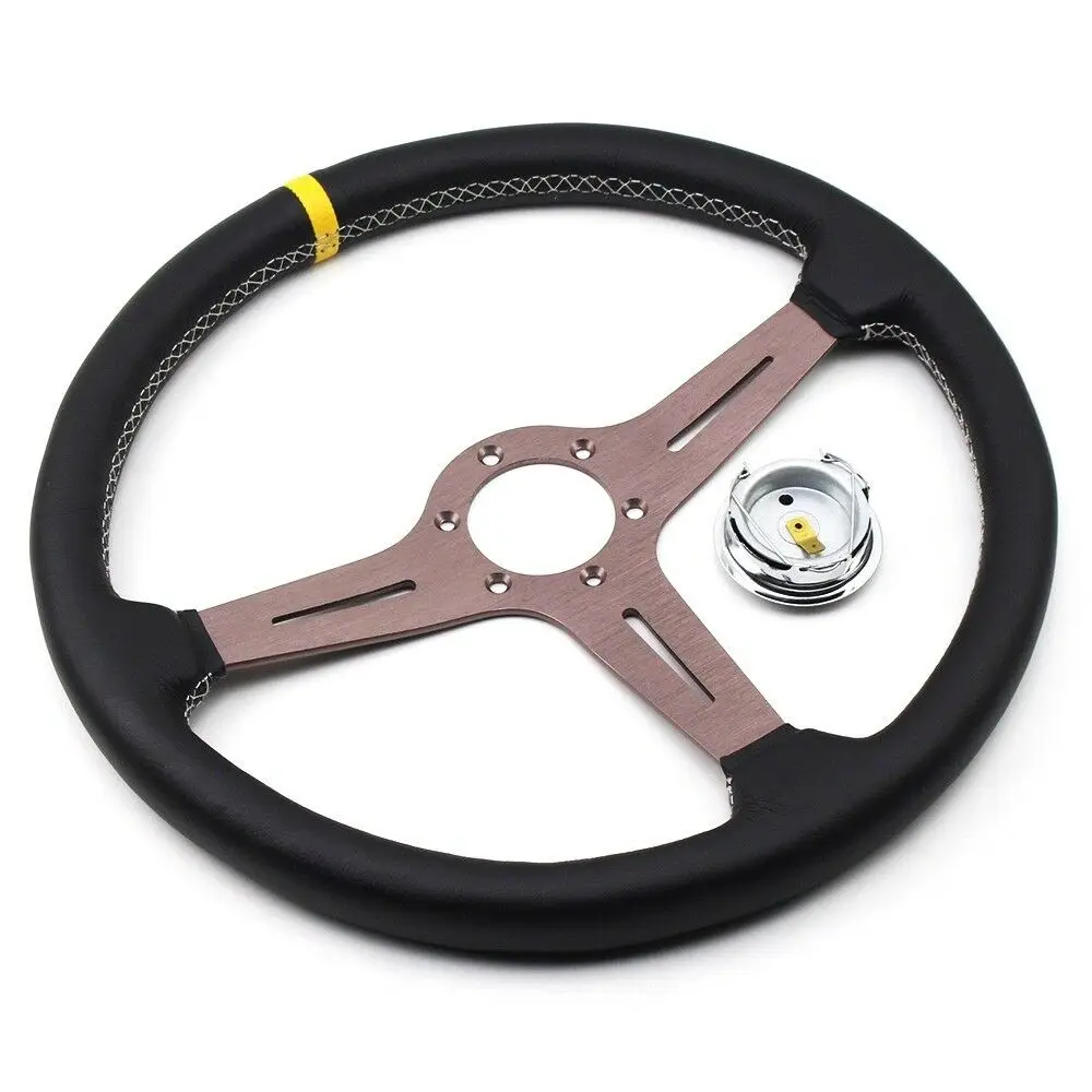 15 inch 380mm Titanium Color Flat PU Leather Yellow Stripe Universal Fit Sports Racing Steering Wheel
15 inch 380mm Titanium Color Flat PU Leather Yellow Stripe Universal Fit Sports Racing Steering Wheel