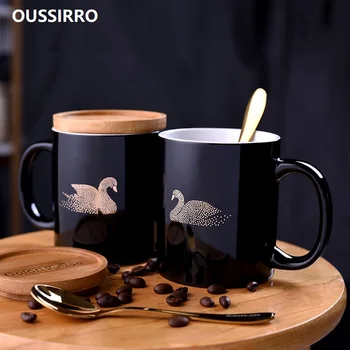 OUSSIRRO Pure Black Color Swan Theme Lover Star Mugs Attach Wood Cover and Spoon Mugs Cup Kitchen Tool Gift
OUSSIRRO Pure Black Color Swan Theme Lover Star Mugs Attach Wood Cover and Spoon Mugs Cup Kitchen Tool Gift