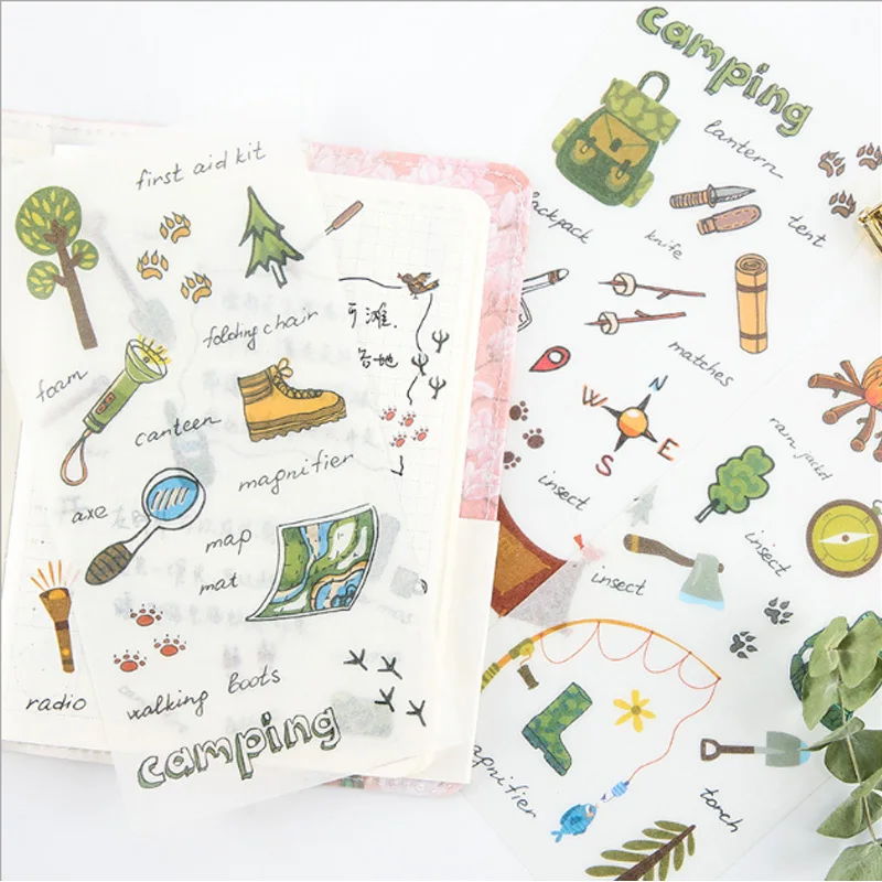 6pcs/lot Creative Camping equipment PVC sticker child diy sticker Photo album decoration sticker scrapbooking sticker stationery
6pcs/lot Creative Camping equipment PVC sticker child diy sticker Photo album decoration sticker scrapbooking sticker stationery