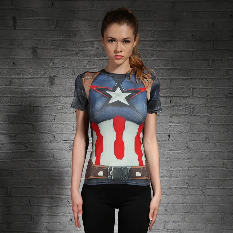 Compression T Shirt Women Superhero Captain America/Spiderman/Batman Tops Quick-drying Tight bodybuilding Wear Woman
Compression T Shirt Women Superhero Captain America/Spiderman/Batman Tops Quick-drying Tight bodybuilding Wear Woman