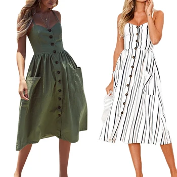 Casual Vintage Sundress Women Summer Dress 2020 Boho Sexy Dress Midi Button Backless Beach Polka Dot Striped Floral Dress Female
Casual Vintage Sundress Women Summer Dress 2020 Boho Sexy Dress Midi Button Backless Beach Polka Dot Striped Floral Dress Female