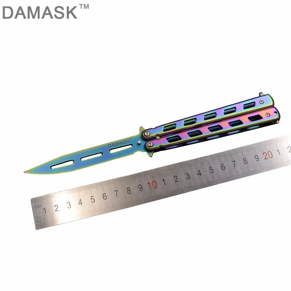 DAMASK Butterfly Knife Non Sharpen Dull Blade Training Knife CS GO Counter Strike Folding Knife Comb Knife Balisong Trainer Tool
DAMASK Butterfly Knife Non Sharpen Dull Blade Training Knife CS GO Counter Strike Folding Knife Comb Knife Balisong Trainer Tool